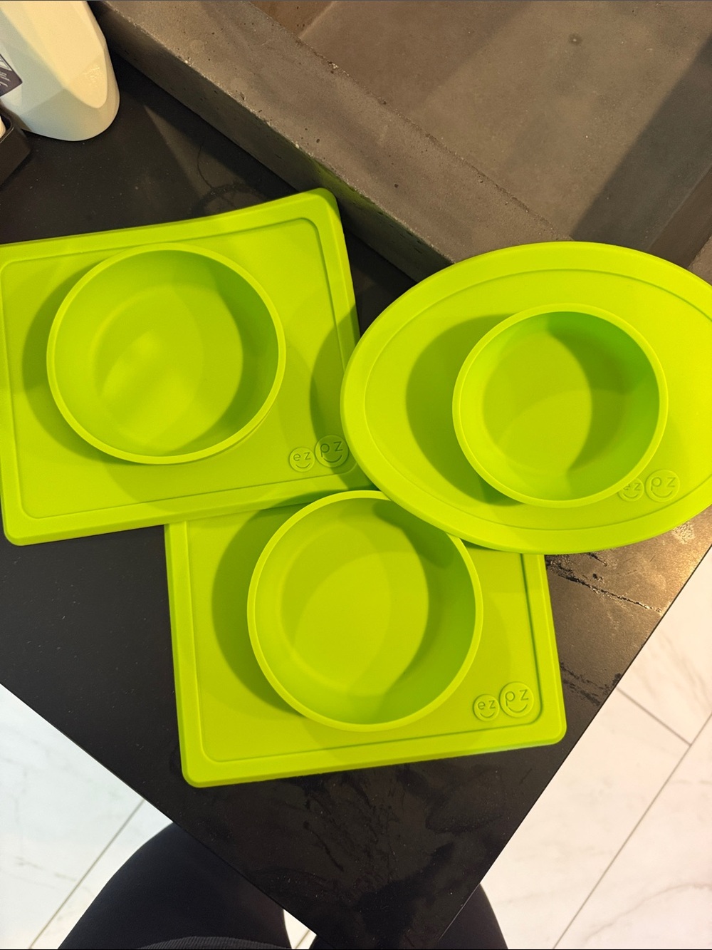Silicone Suction Placemat Bowl Set - Lime Green